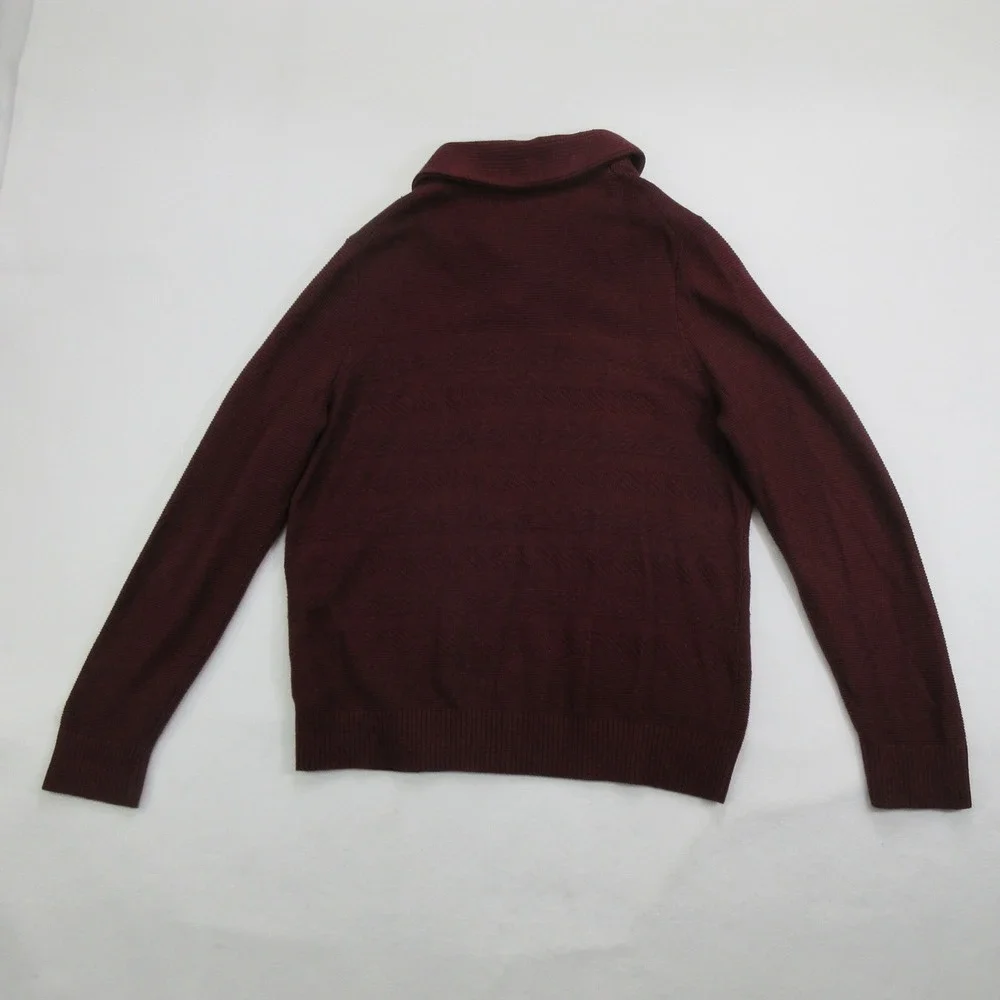 Banana Republic Men's Shawl Collar Sweater XL Burgundy Cotton Wool Blend